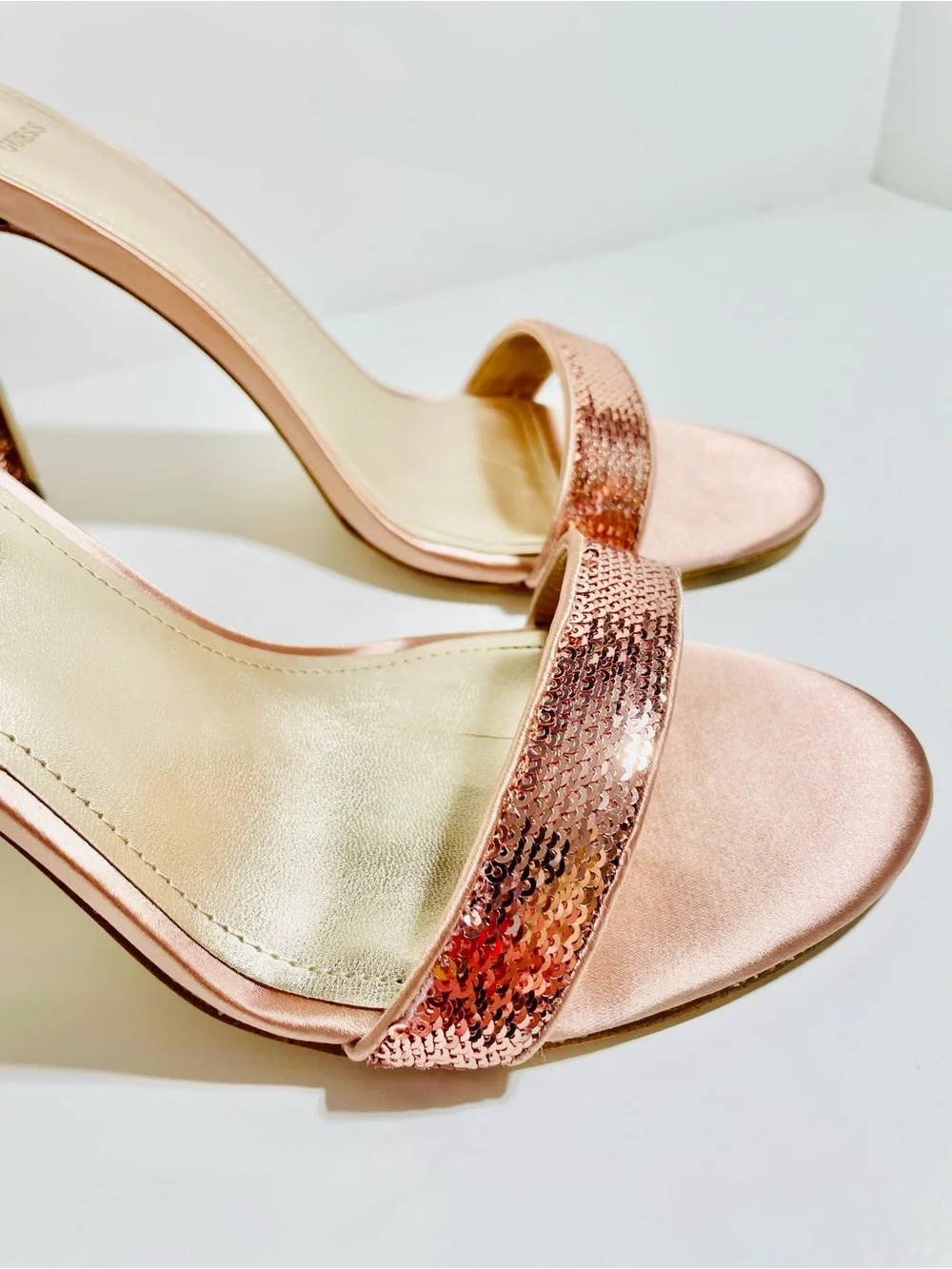 GUESS Pink Sequin Sandal Heels